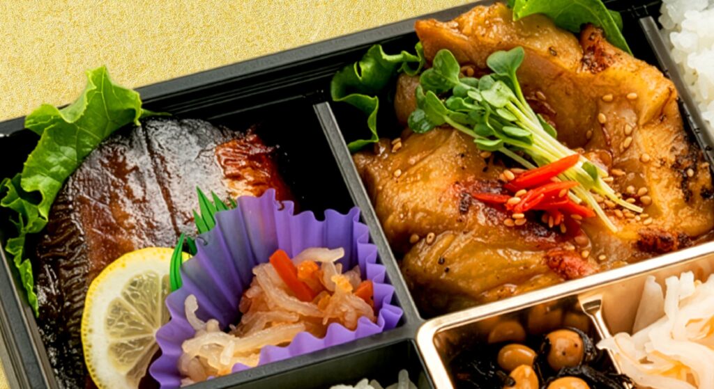 アジの幽庵焼きと鶏照り焼き6マスご膳